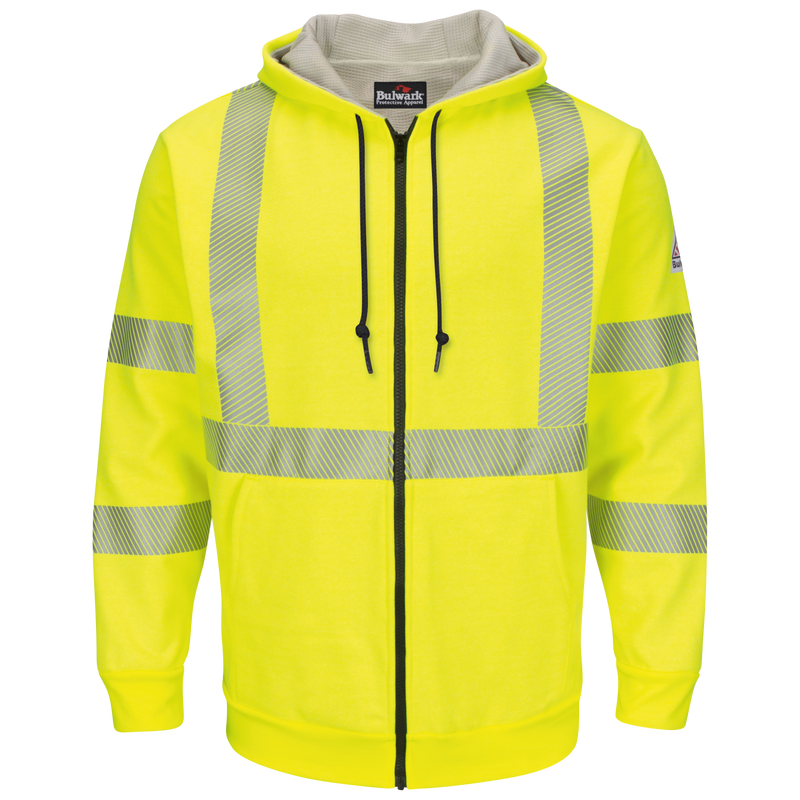 Men's Fleece FR Hi-Visibility Zip-Front Hooded Sweatshirt with Waffle Lining image number 0