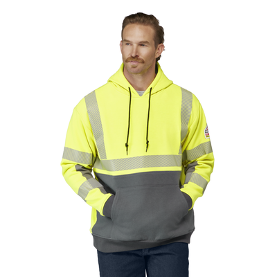 Men's Hi-Visibility Color Block Pullover Fleece Sweatshirt