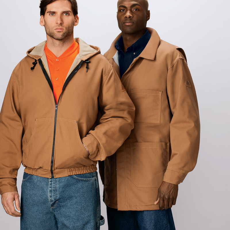 Men's Heavyweight FR Brown Duck Hooded Jacket image number 5