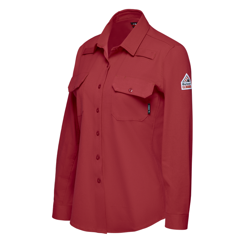 Women's Flex Knit Button Down Work Shirt with Mic Loops image number 3