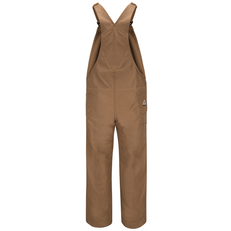 Men's Heavyweight FR Brown Duck Bib Overall with Knee Zip image number 1