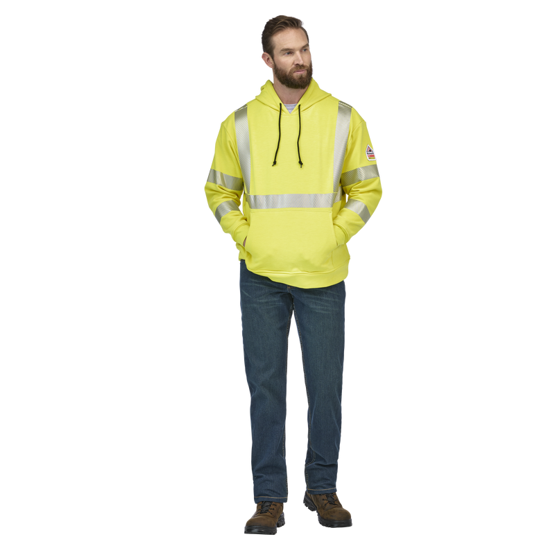 Men's Fleece FR Hi-Visibility Pullover Hooded Sweatshirt image number 2