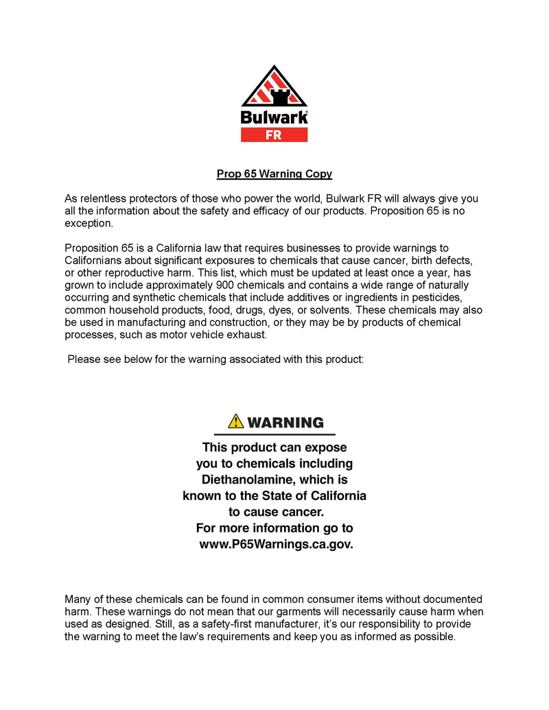 California Proposition 65 information
