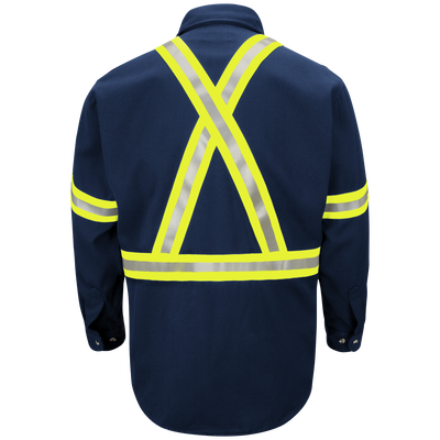 Men's Midweight FR Enhanced Visibility Uniform Shirt with Reflective Trim