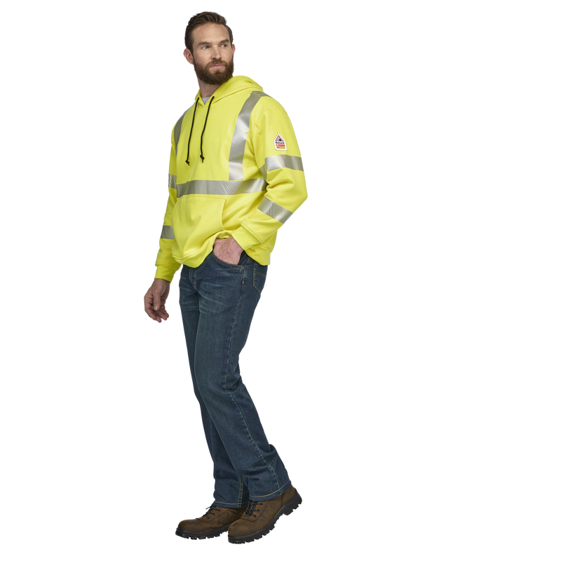 Men's Fleece FR Hi-Visibility Pullover Hooded Sweatshirt image number 5