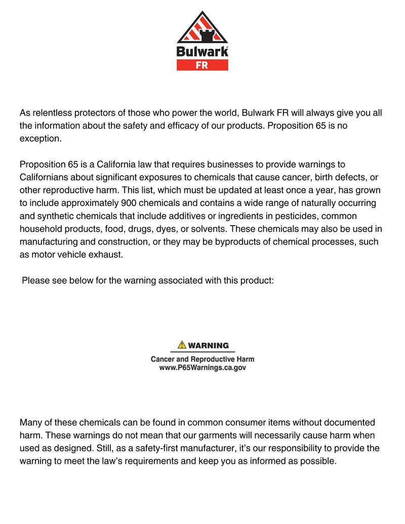 California Proposition 65 information