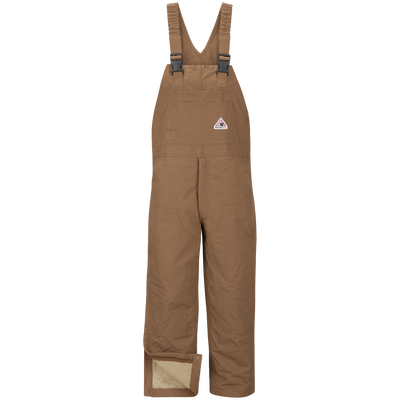 Men's Heavyweight FR Insulated Brown Duck  Bib Overall with Knee Zip