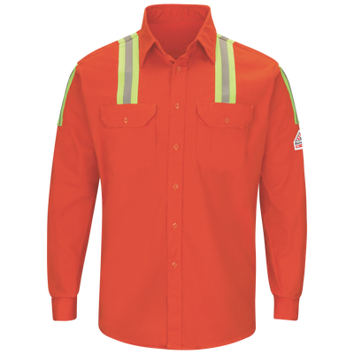 Men's Midweight FR Enhanced Visibility Uniform Shirt with Silver/Yellow Striping