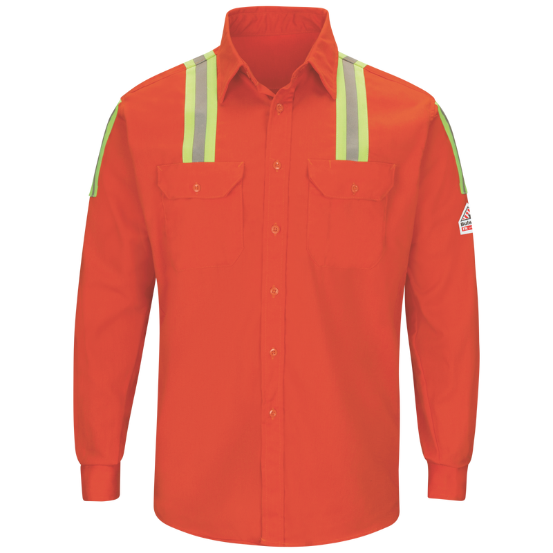 Men's Midweight FR Enhanced Visibility Uniform Shirt with Silver/Yellow Striping image number 0