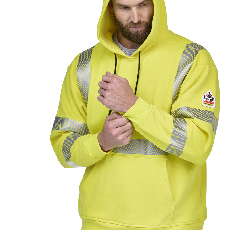 Men's Fleece FR Hi-Visibility Pullover Hooded Sweatshirt image number 8