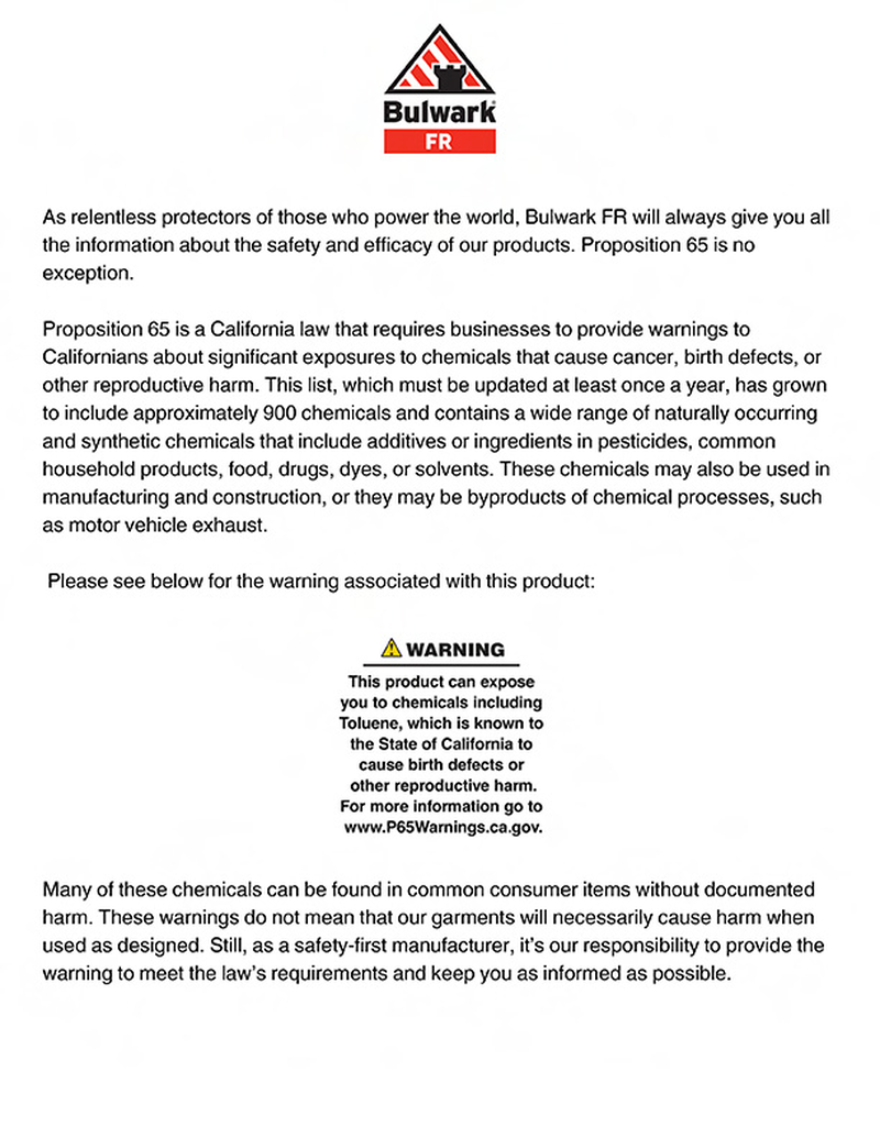 California Proposition 65 information
