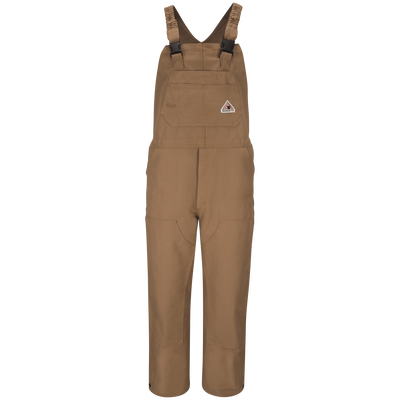 Men's Heavyweight FR Brown Duck Bib Overall with Knee Zip