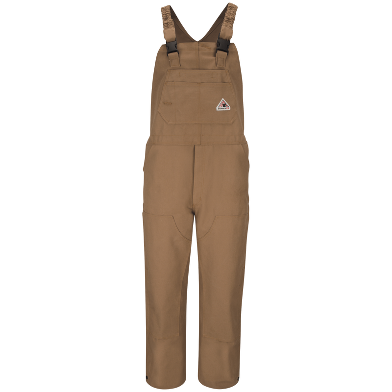 Men's Heavyweight FR Brown Duck Bib Overall with Knee Zip image number 0