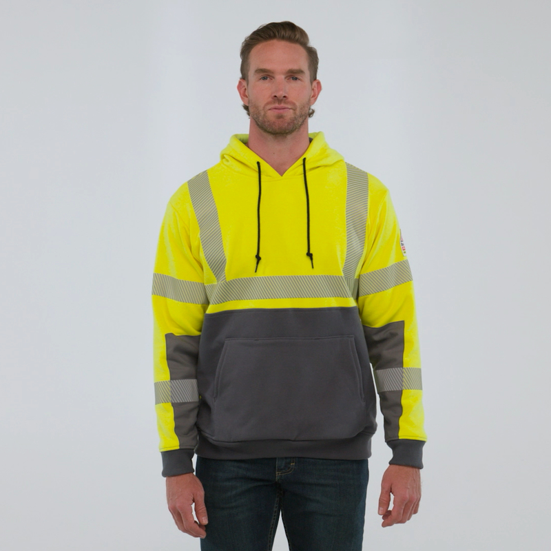 Men's Hi-Visibility Color Block Pullover Fleece Sweatshirt image number 7